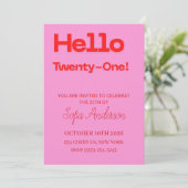 Bold Pink Red 21st Birthday Invite Einladung (Stehend Vorderseite)