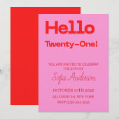 Bold Pink Red 21st Birthday Invite Einladung (Vorne/Hinten)