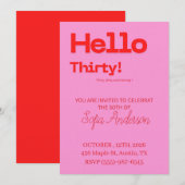 Bold Pink Red 30th Birthday Invite Einladung (Vorne/Hinten)