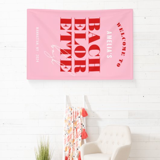 Bold Pink & Red Bachelorette Weekend Banner (InSitu)