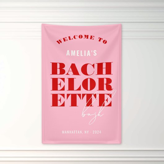 Bold Pink & Red Bachelorette Weekend Banner