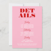 Bold Pink & Red Bachelorette Weekend Einladung (Rückseite)