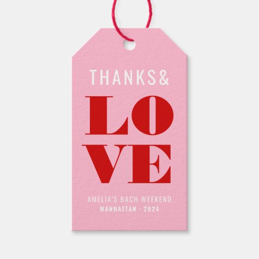 Bold Pink & Red Bachelorette Weekend Geschenkanhänger (Vorderseite)