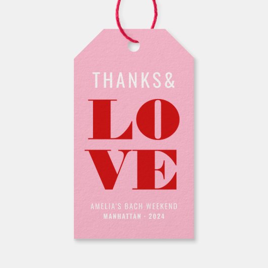 Bold Pink & Red Bachelorette Weekend Geschenkanhänger (Rückseite)