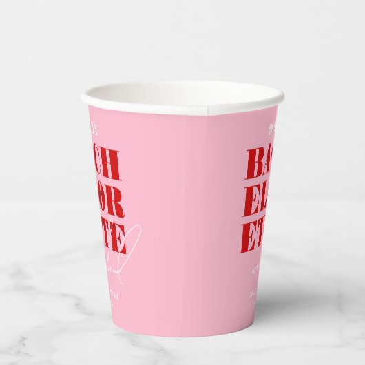 Bold Pink & Red Bachelorette Weekend Pappbecher (Rechts)