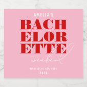 Bold Pink & Red Bachelorette Weekend Schaumweinetikett (Einzelnes Label)