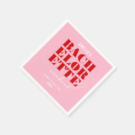 Bold Pink & Red Bachelorette Weekend Serviette (Ecke)