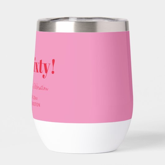 Bold Pink Red Modern 60th Birthday Custom  (Rückseite)