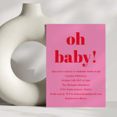 Bold Pink Red Modern Fun Simple Baby Shower Einladung