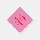 Bold Pink Red Modern Wedding Personalisiert Serviette (Ecke)