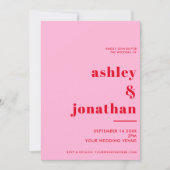 Bold Pink Red Typografy Modern Wedding Einladung (Vorderseite)