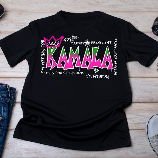 Bold Pink und Green Kamala 2024 Graffiti T-Shirt