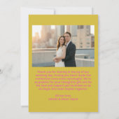 Bold Pink Yellow Photo Wedding Modern Colorful Dankeskarte (Rückseite)
