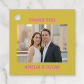Bold Pink Yellow Photo Wedding Modern Custom Geschenkanhänger (Vorderseite)