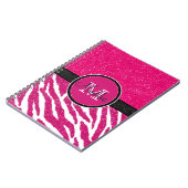 BOLD PINK ZEBRA STREIFEN NAME PINK GLITZER NOTIZBLOCK (Linke Seite)