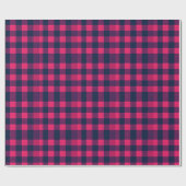 Bold Pixel Buffalo Check Plaid Pink Navy Geschenkpapier (Flach)