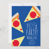 Bold Pizza Birthday Party Restaurant Blue Einladung (Vorderseite)