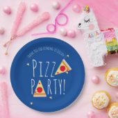 Bold Pizza Birthday Party Restaurant Blue Pappteller (Party)