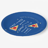 Bold Pizza Birthday Party Restaurant Blue Pappteller (Schrägansicht)