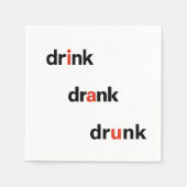 Bold Plain Drink Drank Drunk Spelled Out Cocktail Serviette (Vorderseite)