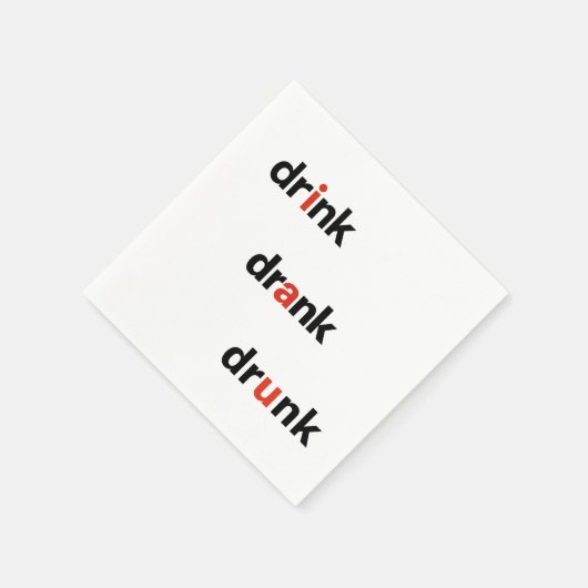Bold Plain Drink Drank Drunk Spelled Out Cocktail Serviette (Ecke)