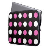 Bold Polka Dots Black Pink White Laptopschutzhülle (Vorderseite Links)