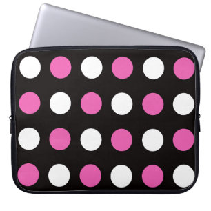 Bold Polka Dots Black Pink White Laptopschutzhülle