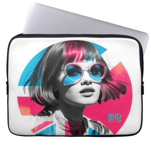 Bold Pop Art Cool Girl Retro Modern British Style Laptopschutzhülle (Vorderseite)