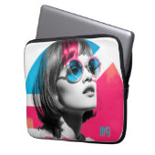 Bold Pop Art Cool Girl Retro Modern British Style Laptopschutzhülle (Vorderseite Links)