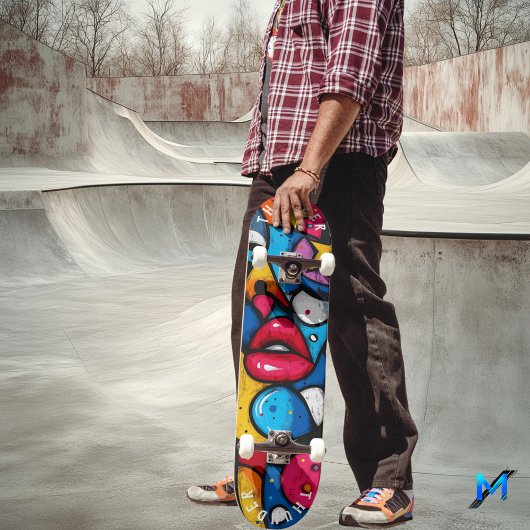 Bold Pop Art Lips Design - Iconic Urban Style Skateboard