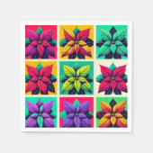 Bold Pop Art Poinsettia Squares Decoupage Napkins Serviette (Vorderseite)