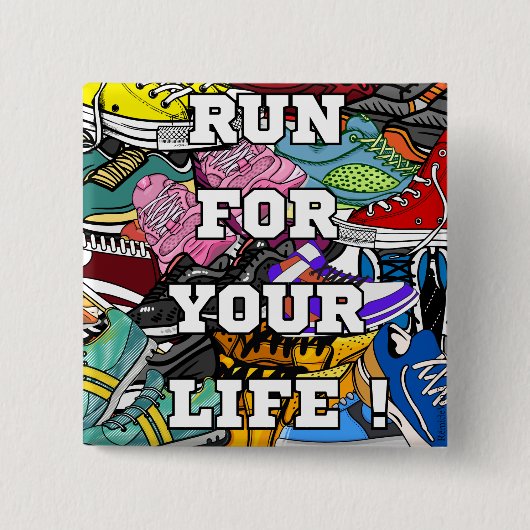 Bold Pop Art Runner Jogger Button (Vorderseite)