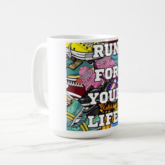 Bold Pop Art Runner Jogger Kaffeetasse (Vorderseite Links)