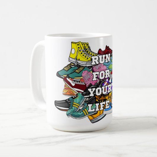 Bold Pop Art Runner Jogger Kaffeetasse (Vorderseite Links)