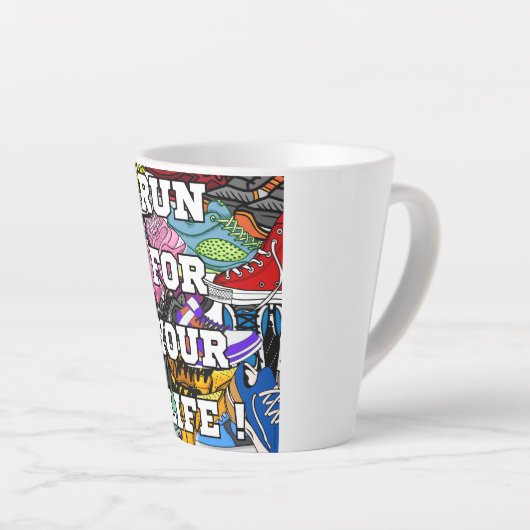 Bold Pop Art Runner Jogger Milchtasse (Rechte Ecke)