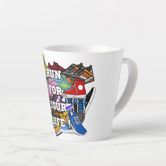 Bold Pop Art Runner Jogger Milchtasse (Rechte Ecke)