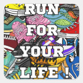 Bold Pop Art Runner Jogger Quadratischer Aufkleber (Vorderseite)