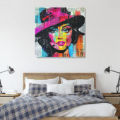 Bold Pop Art Stretched Canvas Print Leinwanddruck (Insitu (Schlafzimmer))