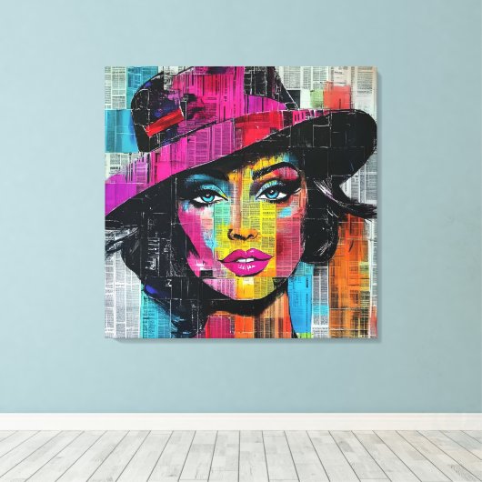 Bold Pop Art Stretched Canvas Print Leinwanddruck (Insitu (Holzboden))