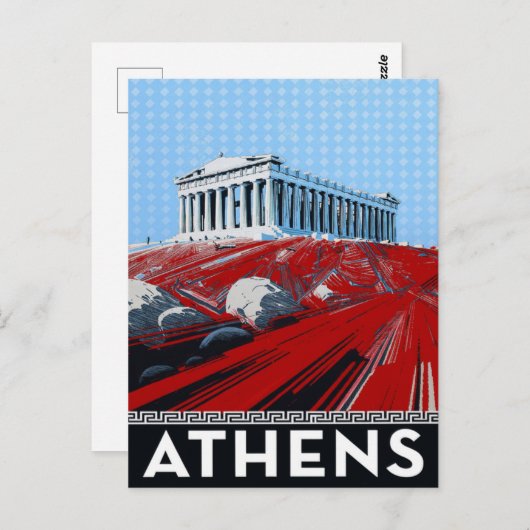 Bold Pop Art Style Athens Parthenon Greece Postkarte (Vorne/Hinten)