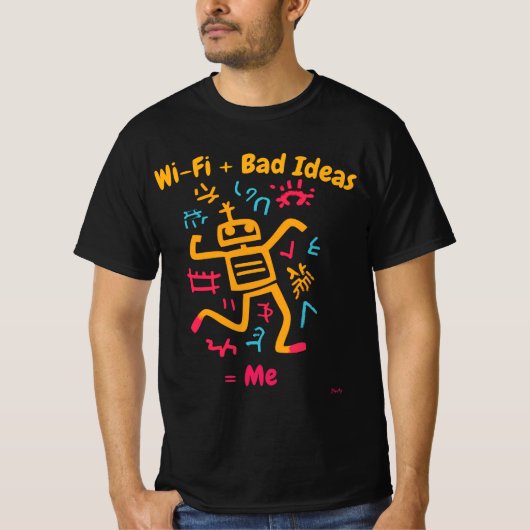 Bold Pop Art Tech Spaß Robot T - Shirt (Vorderseite)