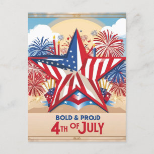 Bold & Proud 4. Juli Patriotic Stars Feiertagspostkarte