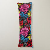 Bold Punk Blooms Floral Body Pillow Seitenschläferkissen (Vorderseite Vertikal)