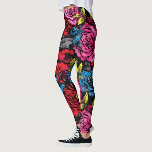 Bold Punk Blooms Floral Leggings (Links)