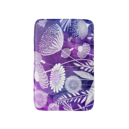 Bold Purple and Violet Wild Flower Art Badematte (Vorderseite Vertikal)