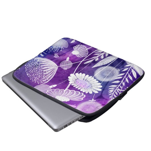 Bold Purple and Violet Wild Flower Art Laptopschutzhülle (Vorne Knopf)