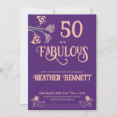 Bold Purple Art Nouveau 50 and Fabulous Birthday Einladung (Vorderseite)