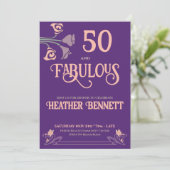 Bold Purple Art Nouveau 50 and Fabulous Birthday Einladung (Stehend Vorderseite)