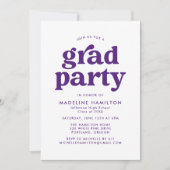 Bold Purple Typography Graduation Party Einladung (Vorderseite)