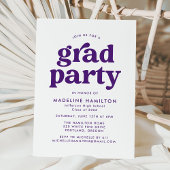 Bold Purple Typography Graduation Party Einladung